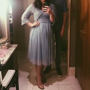 Anthropologie blue tulle and sweater layered dress